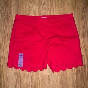 Red Scalloped Shorts
